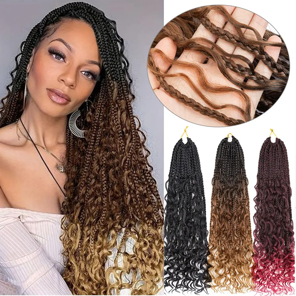 Snoilite Synthetic 14/18 inch Goddess Locs Curly Hair Extensions Boho Faux Locs Crochet Braids Soft Hair Pre Loope Ombre