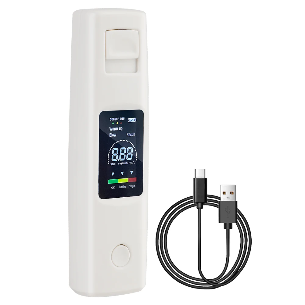 Alcohol Tester Breathalyzer Non-Contact Portable Alcohol Tester Breath Tester Digital LCD Display Type-C Charging