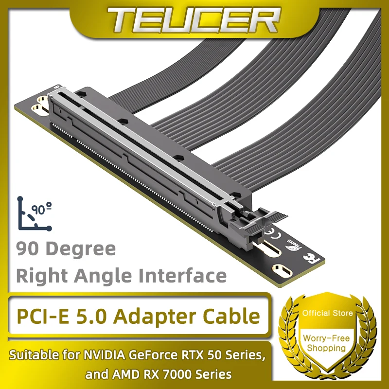 TEUCER 20cm PCI-E 5.0 X16 Riser 90° GPU Cable RTX5090/4090