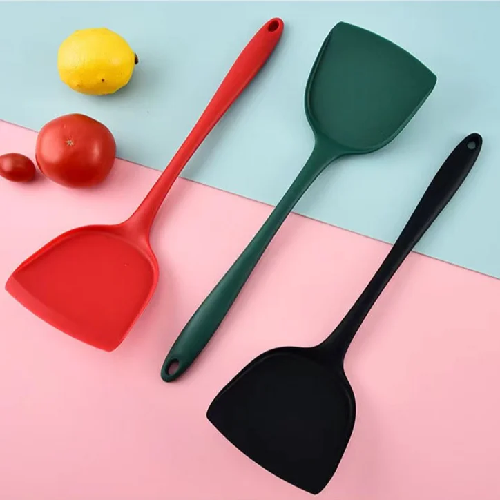 Thick silicone spatula, non stick pan, heat-resistant kitchenware, food grade lightweight wok, household cooking spatula