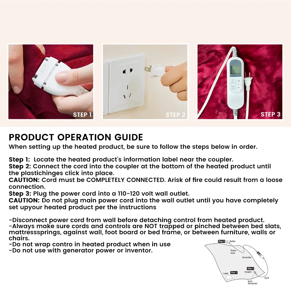 Heated Electric Blanket Queen Size, Heating Blanket with Dual Control, Super Cozy Soft Sherpa