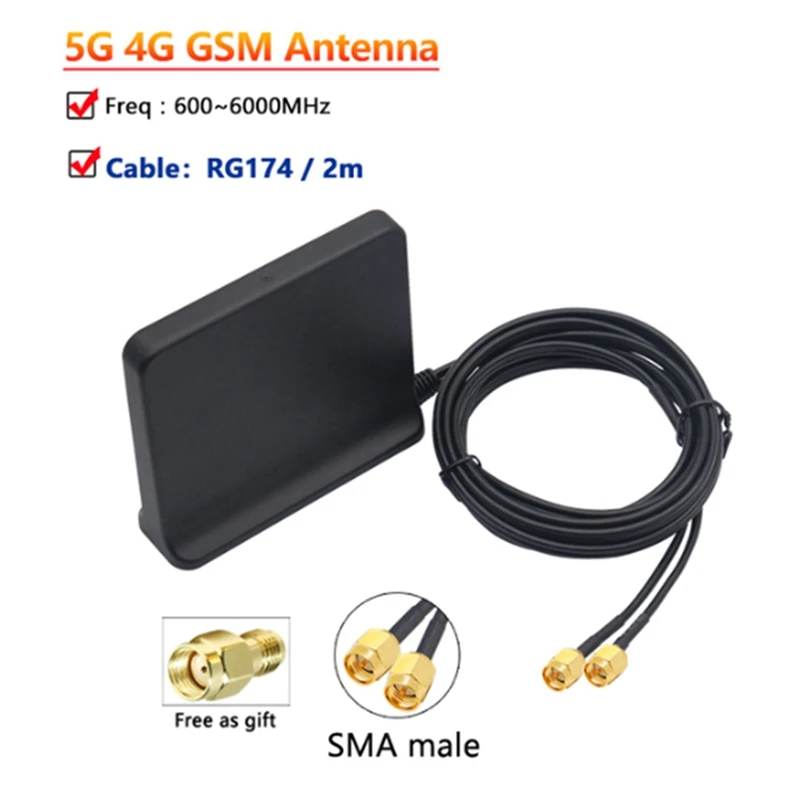 2X 신호 부스트 5G 4G LTE 3G GSM Mimo 공중 고이득, 외부 옴니 와이파이 안테나, 블랙 SMA 수, 12Dbi 600-6000Mhz