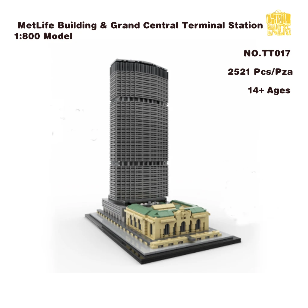 

MOC TT017 MetLife Building & Grand Central Terminal Station 1:800 Model With PDF Drawings Building Blocks Bricks Christmas Gifts