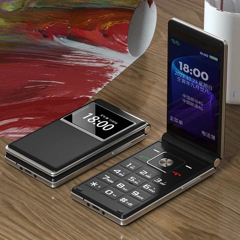 Foldable Mobile Phone Foldable Flip Dual Display Large Key Loud Sound SOS Speed Dial Blacklist Dual Sim Card Double Torch