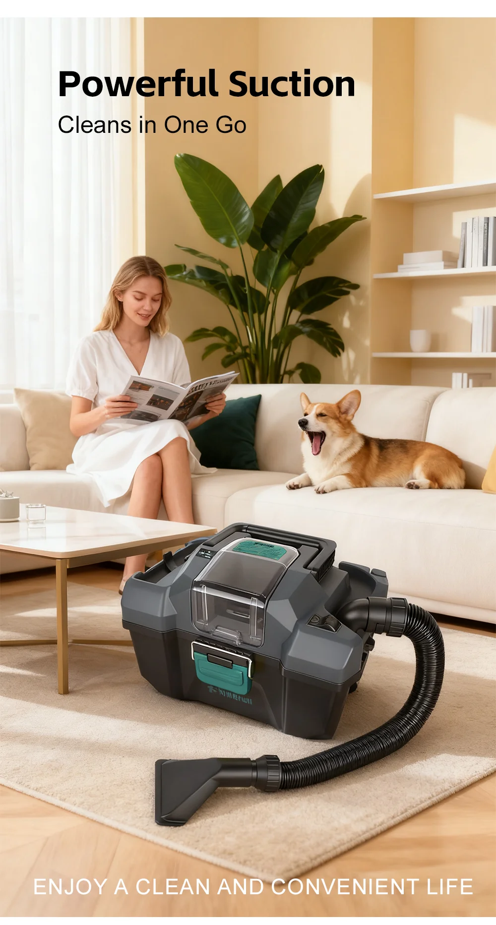 17000Pa Powerful Wet Dry Shop Vacuum 2.5M Long Hose Extension Pole Portable Vacu