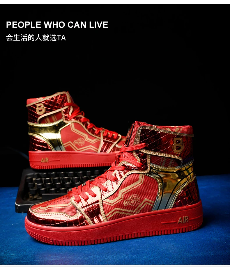 Description Picture 4 of item2022 Superstar Fashion High top Men's Shoes Couple Red Sneakers Mirror Luxury Designer Skateboard Shoes Men Vulcanized Sneakers