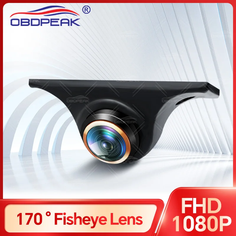 Cámara de visión trasera de coche AHD 1080P 170 ° Vehículo de visión nocturna Full HD con lente dorada ojo de pez que inversa cámaras delanteras 360 para cámara de salpicadero