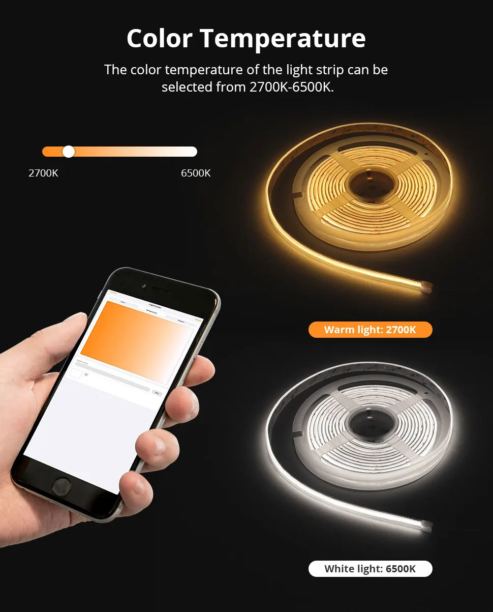 Matter LED Light Strip Driver COB RGBCCT 16W High Density Flexible Tape IP65 Wor