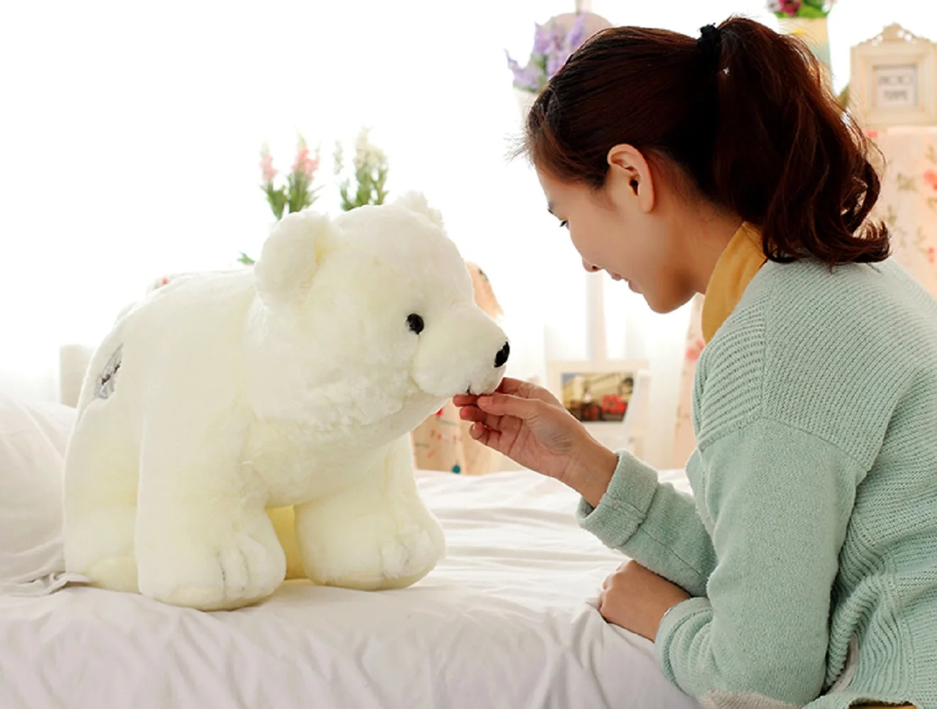 

The lovely bear doll plush standing bear toy The polar bear pillow birthday gift about 45cm