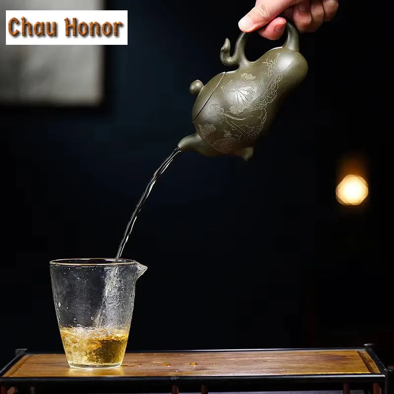 230ml Yixing Purple Clay Teapot Handmade Bionic Aubergine Art Tea Pot Chinese Tea Brewing Kettle Customized Zisha Tea Set Gifts