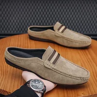 Lefu Shoes Men's Lightweight Bean Shoes Summer One Step Push lazy Breathable Casual Half Support Slippers for men 1