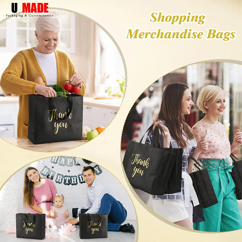 10/20/50Pcs Custom Tote Non-woven Bags with Handle Bulk Personalized Reusable Shopping Bags with Logo Customized for Business 6