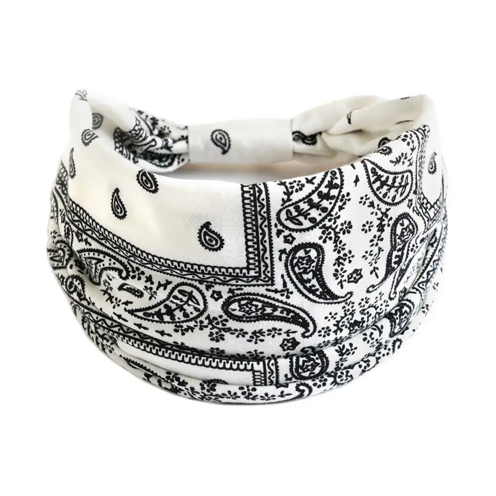 Women Bandana Fashion Print Wide Stretchy Sweat Absorption Bohemian Gym Headband Sweatband for Yoga Running Fitness Sweatband cycling yoga sport sweat headband women sweatband for men women yoga hair bands head sweat bands sports safety fitness