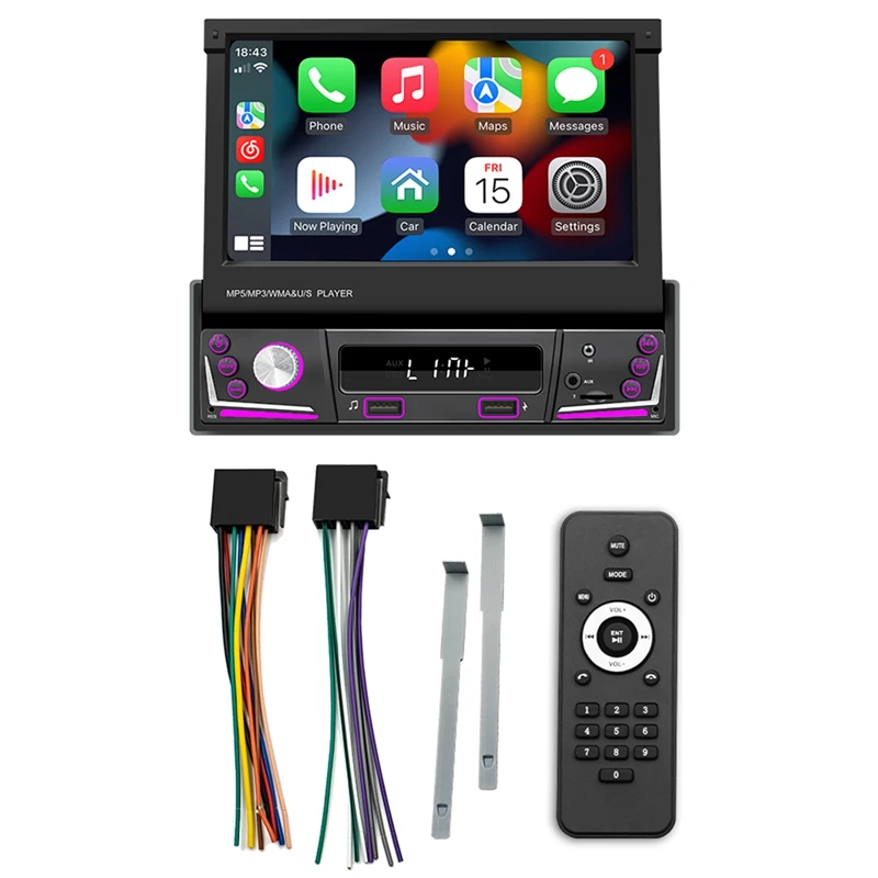 

7Inch Car Telescopic Screen Carplay Android Auto Car Portable Radio Bluetooth MP5 FM Receiver The Host