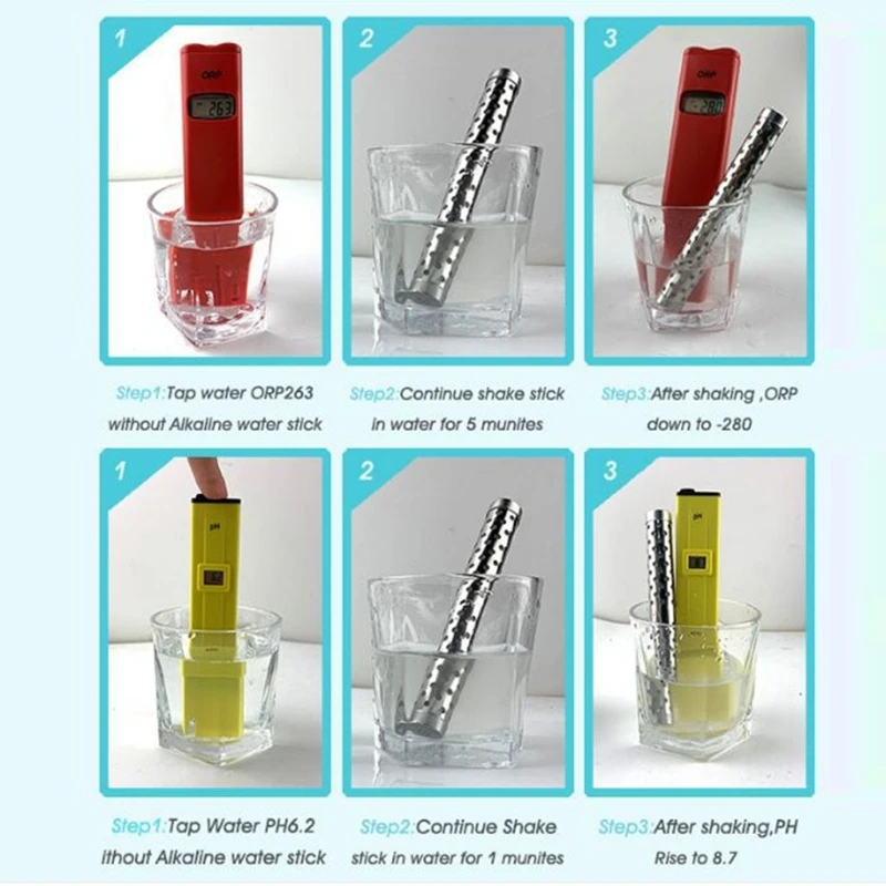 Alkaline pH Water Filter Stick Portable Hydrogen Mineral Purifier Tourmaline ORP Stones FIR stones Negative Ion Stones