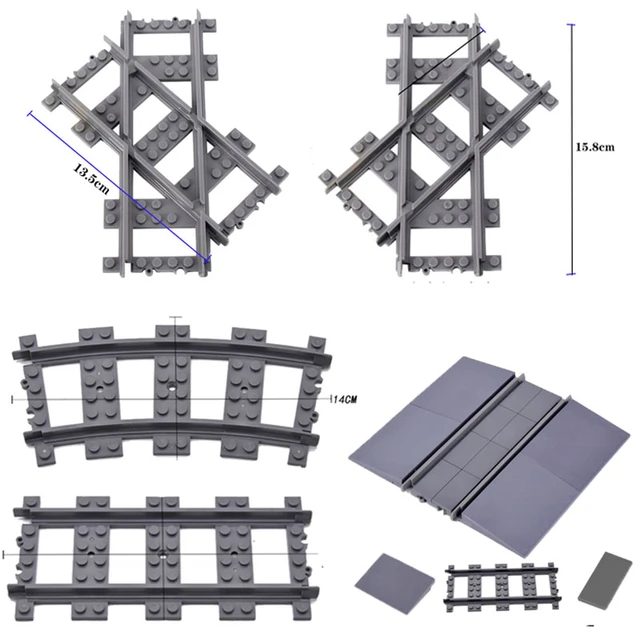 Rails de Train de Ville Droites et Incurvées, Ensembles de décennie s de  Construction, Briques, Pièces