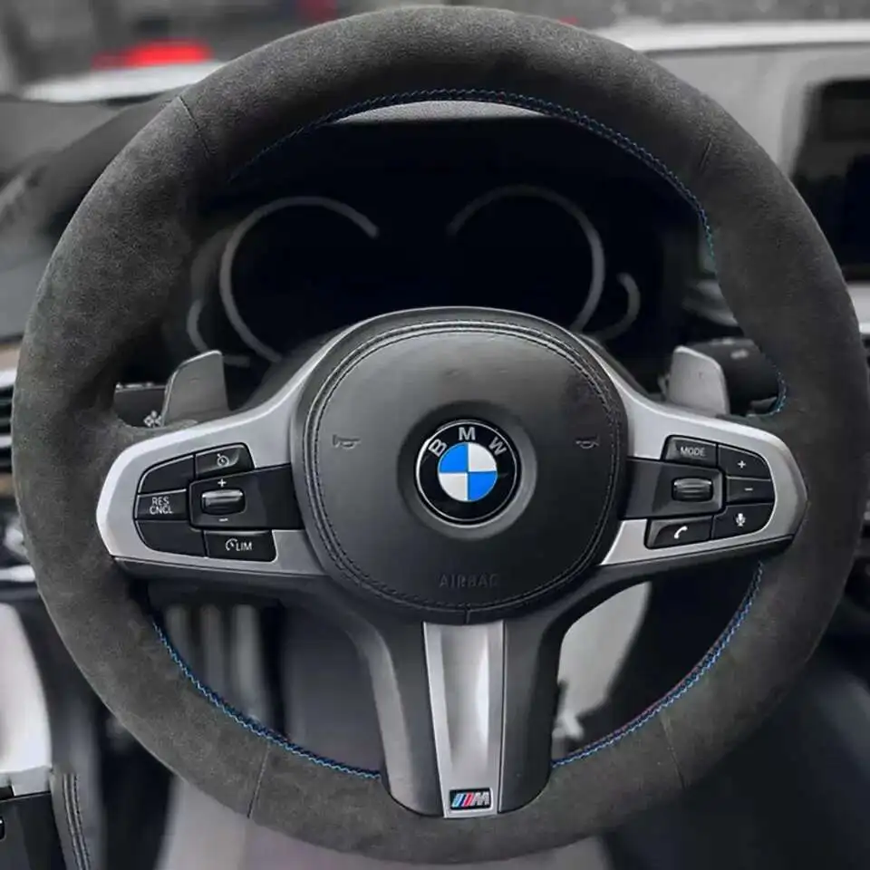 For BMW M Sport G30 G31 G32 G20 G21 G14 G15 G16 X3 G01 X4 G02 X5 G05 Car Accessories Car Steering Wheel Cover Suede Braid