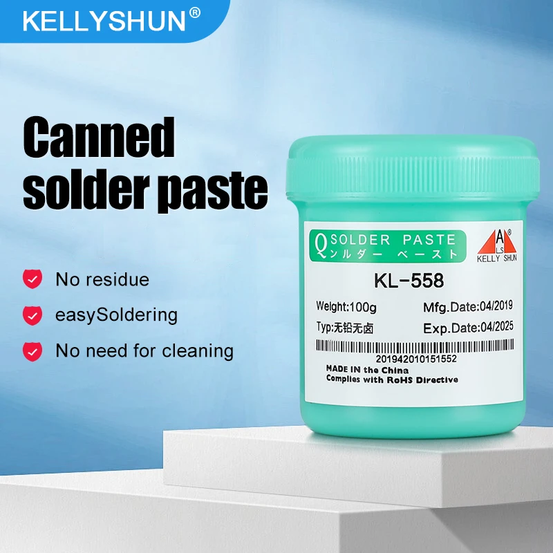 KELLSHUN 무연 KL-558 칩 납땜용 솔더 용접 플럭스, LED BGA SMD PGA PCB DIY 수리 도구 주석 페이스트, 100g