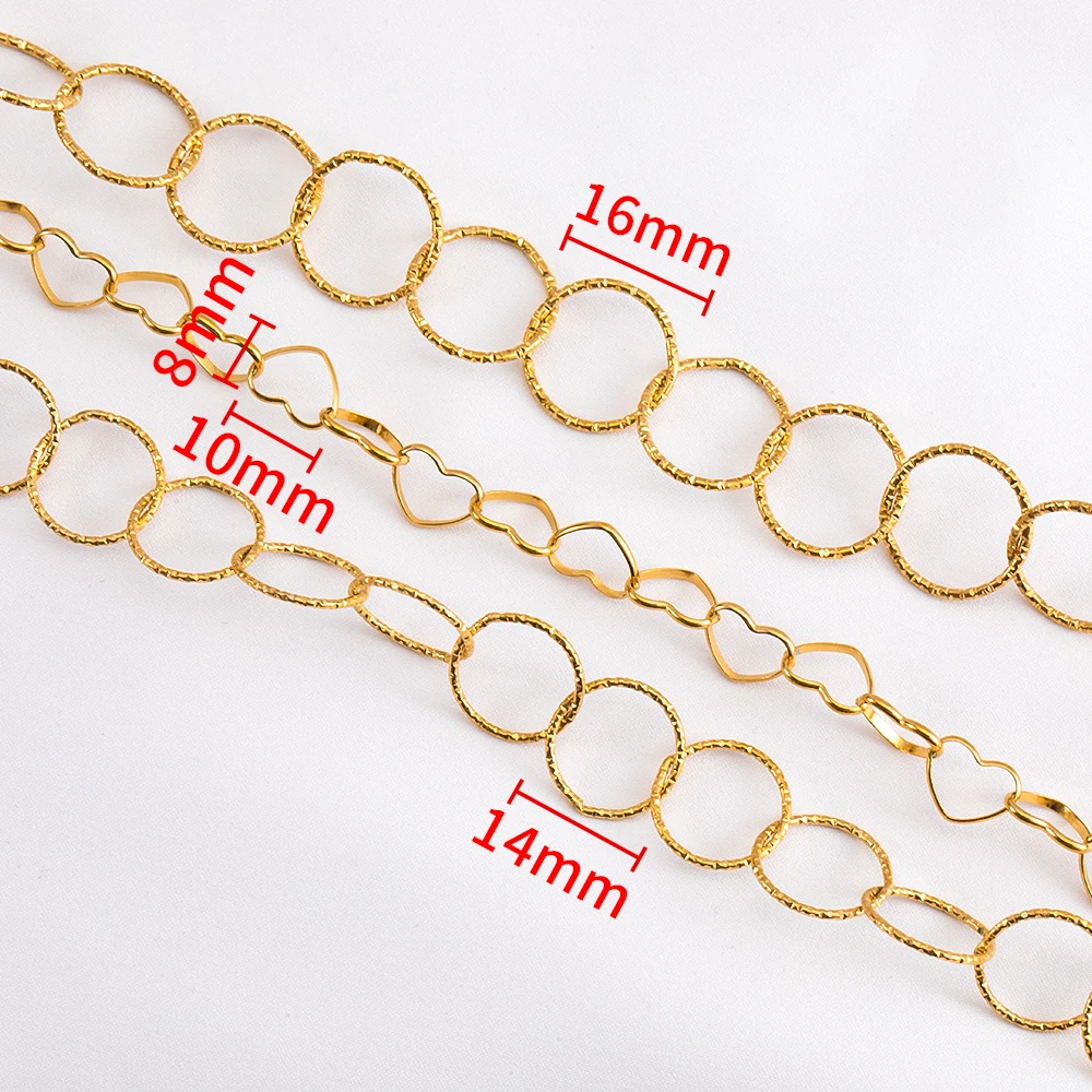1Meter Edelstahl Geometrie Hohl Runde Kette Hip Hop Punk Herz Kette DIY Halskette Armband Tasche Ketten Material Großhandel – Detail 2