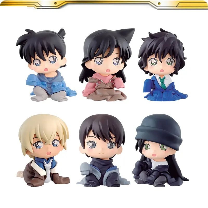 

6PCS BANDAI Detective Conan Edogawa Jimmy Kudo Mouri Ran Gashapon Action Figures Model Collection Hobby Gifts Toys Kids