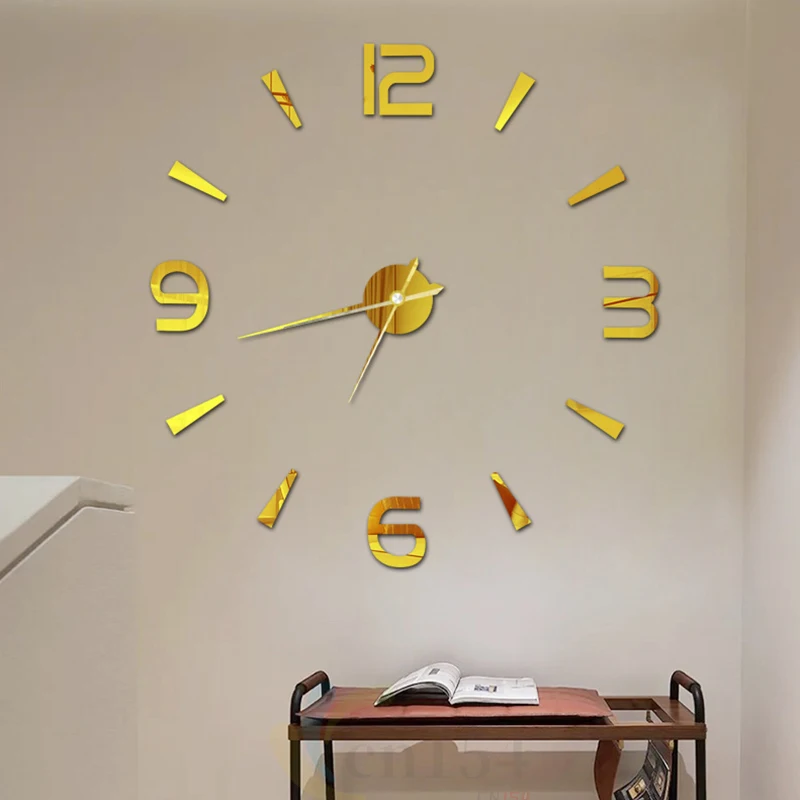 Wall Big Clock Modern Living Room Mirror Luminous Wall Clock Quartz