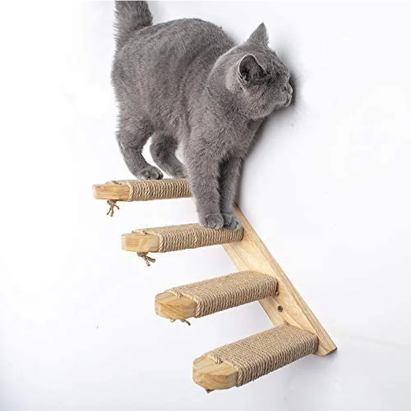 

Лестница для кошек Sisal, нескользящая деревянная лестница для прыжков на платформе, мебель для домашних животных
