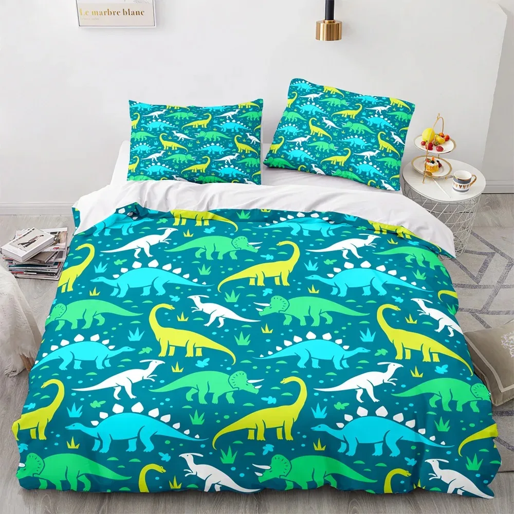 thumbnail image 1 of Juego de cama con funda de dinosaurio 3D, juego de 3 piezas con dibujos de animales, 1 funda de cama, juegos de edredón tamaño queen, 1 of 5