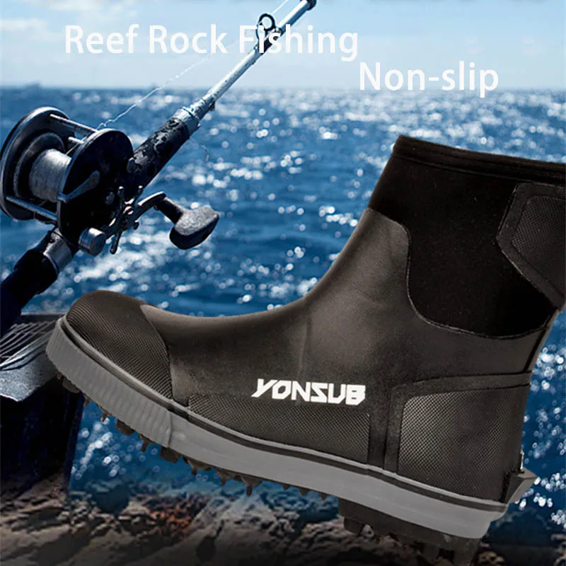 Reef Rock Fishing Shoes, Rubber Spike Sole Anit-slip Upstream Hunting Fishing Boots, Men Women Fly Wading Shoes