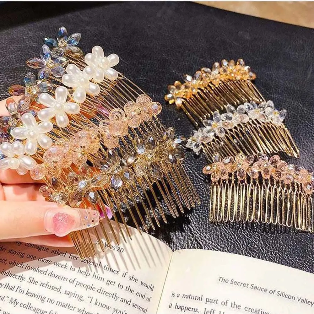 

Hair Accessories Korean Style Girl's Gift Children Flower Hairpin Imitation Pearl Hair Claw Crystal Hair Clip Kids Hair Comb