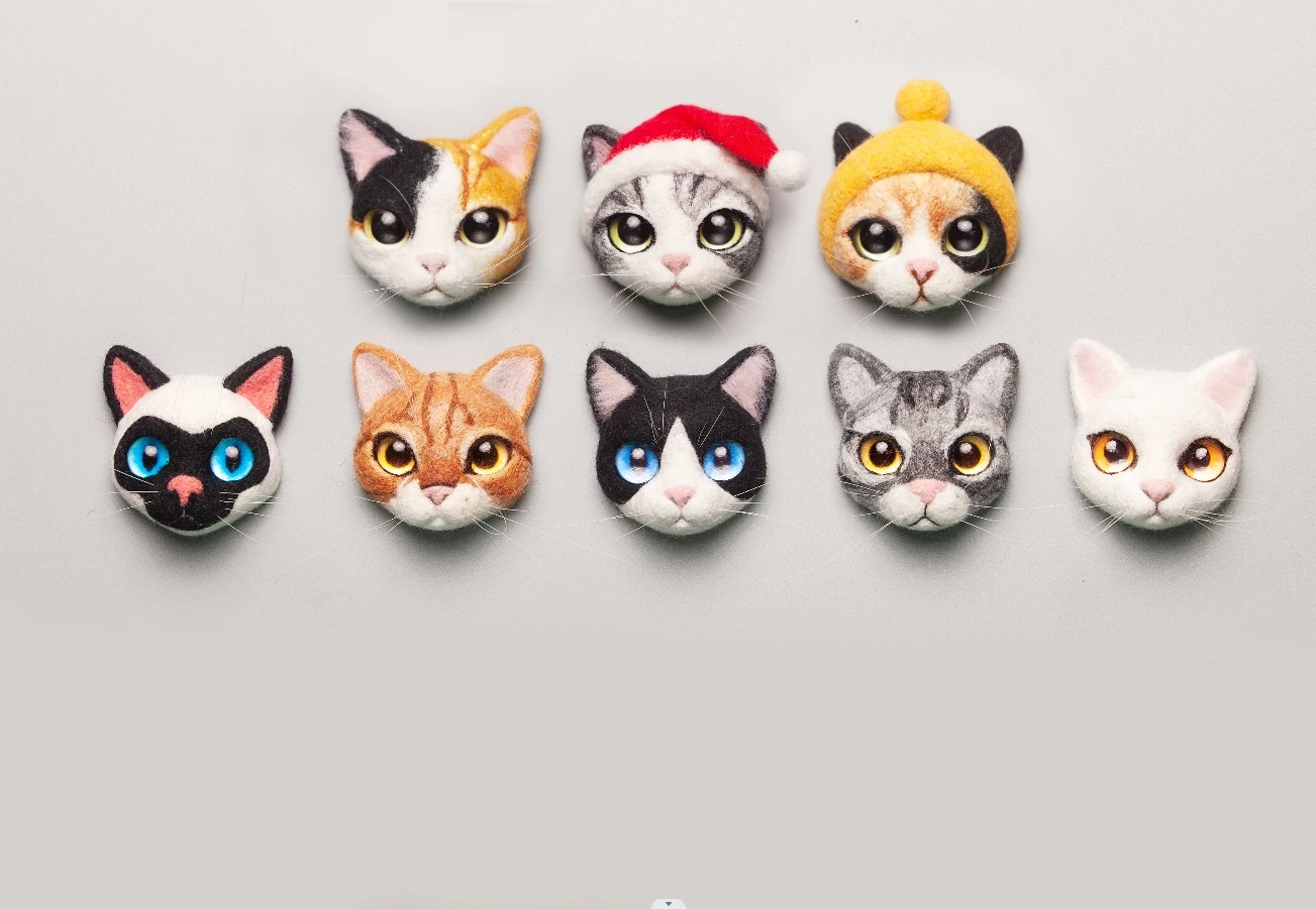 Wool Felt Poke Non-Finished Cat Handmade Wool Felting Material Package Doll Toy DIY Child Gift Needle Felting Tool Kit