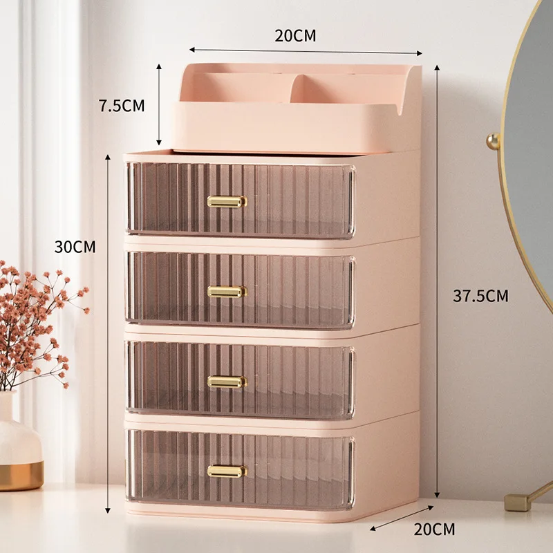 Luxury Makeup Organizer Cosmetic Storage Box Drawer Type Lipstick Skincare Makeup Brush Holder Desktop Make Up Container