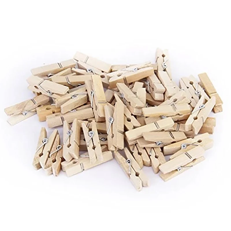 

50Pcs Mini Wood Clips Handicrafts Clamps Memo Paper Photos Papers Clothes Pegs Home Bachelorette Wedding Party Home Decorations