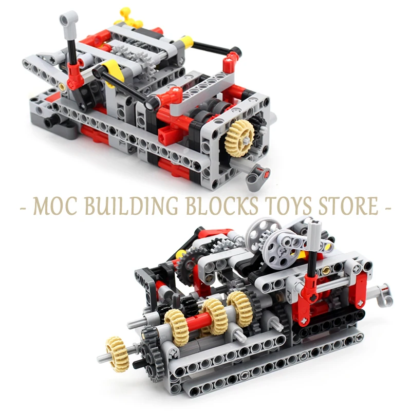 MOC 하이테크 기술 빌딩 블록 브릭, 자동차 엔진 변속기 기계 엔지니어링 어셈블리, DIY 조립 장난감