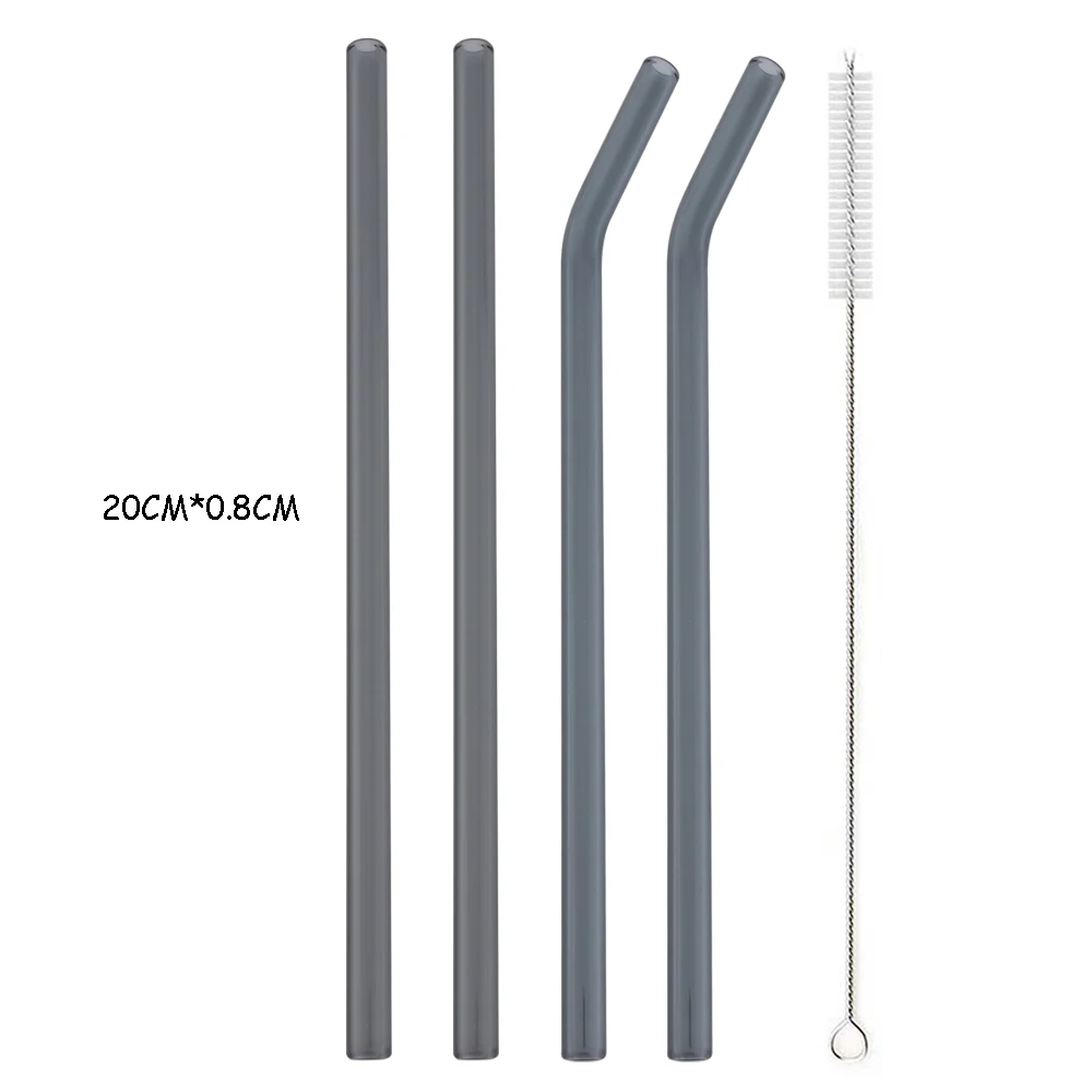 Eco-Friendly Reusable High Borosilicate Glass Straw - Wide 8mm for Cocktails, Smoothies, and Milkshakes