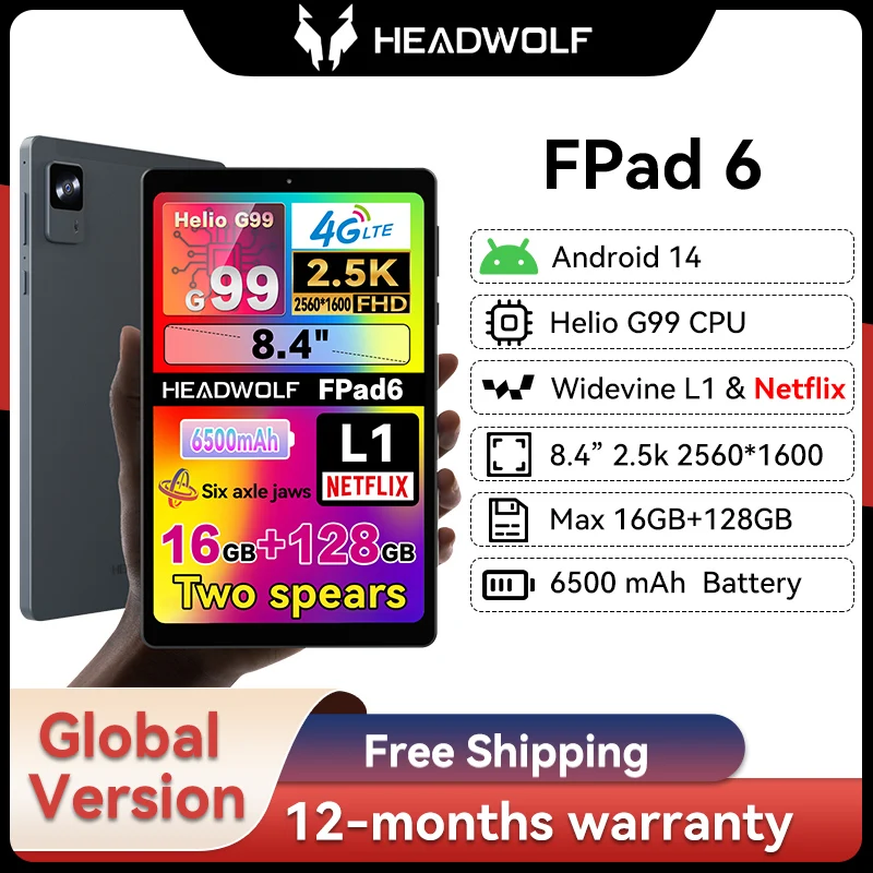 Headwolf FPad6 Android 14 Tablet G99 8-inch 2.5K IPS 16GB+