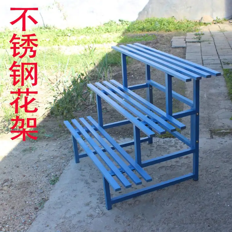 Multi-layer Ladder Stainless Steel Flower Rack Balcony Outdoor Fleshy Anti-corrosion Storage Rack Green Rose Special Price