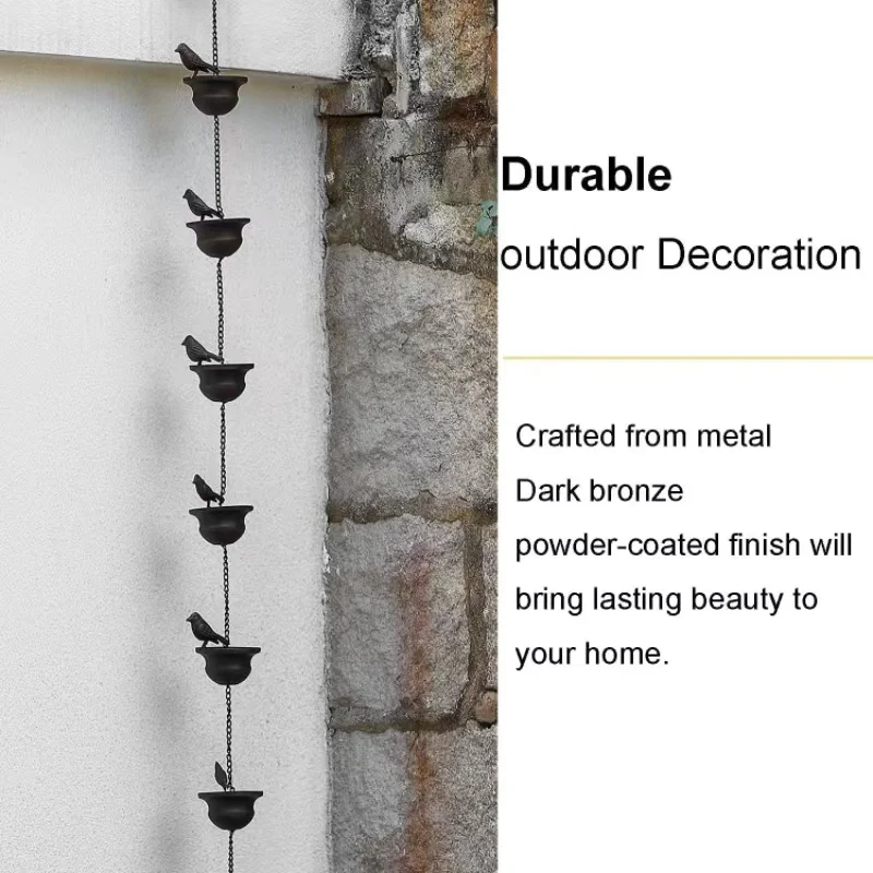 

Rain Chain with Drainage Chain, Decorative Downspout, Japanese Style Corridor, Villa Bird Cup, 2.4 m