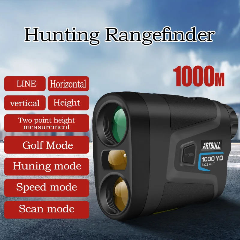 ARTBULL Laser Hunting Rangefinder 1000M Telescope Laser Distance meter speed Golf Rangefinder with Flag-Lock Slope Adjusted