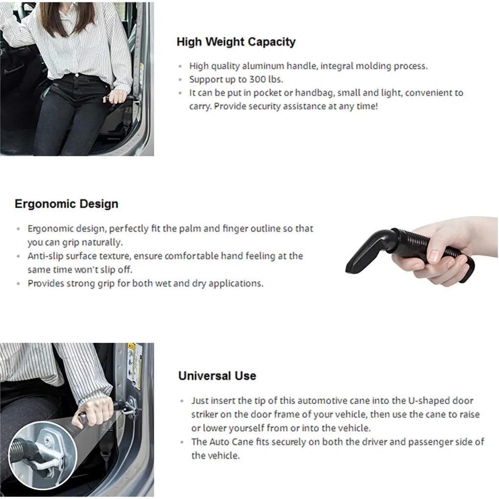 Universal Car Handle Cane Vehicle Door Grab Bar Stand Assist Aid Tool Accessory Replacement Part for Children Blue