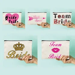 Casual Women Cosmetic Storage Bag Bride Series Pattern Travel Makeup Bag Toiletry Organize Beauty Bag Bridesmaid Makeup Bag Gift