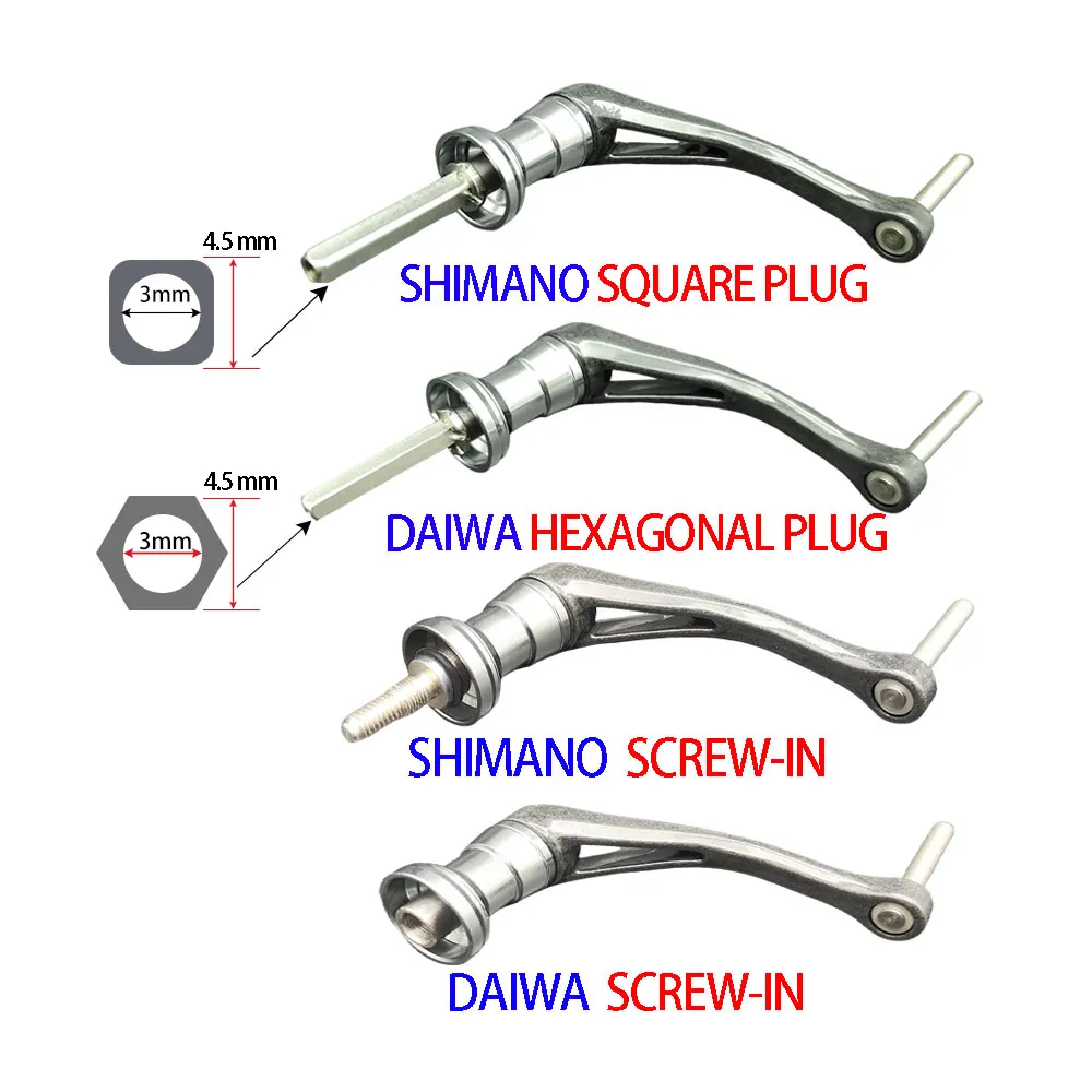 Ersatzgriff für Angelrollen ohne Knopf, leicht, robust, aus Carbon, mit quadratischem Stecker, passend für SHIMANO/DAIWA/KASTKING. – Detail 1