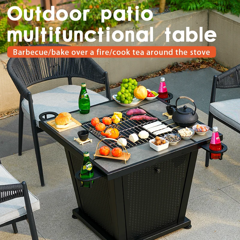 Manufacturer Direct Garden Outdoor Charcoal Fire Pit Fireplace Table With Grill Mesh