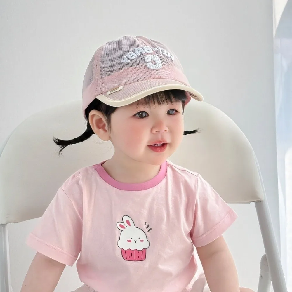 Simple Korean Baby Baseball Cap Letter C Summer Children Peaked Hat Mesh Embroidered Sports Visot Cap Outdoor