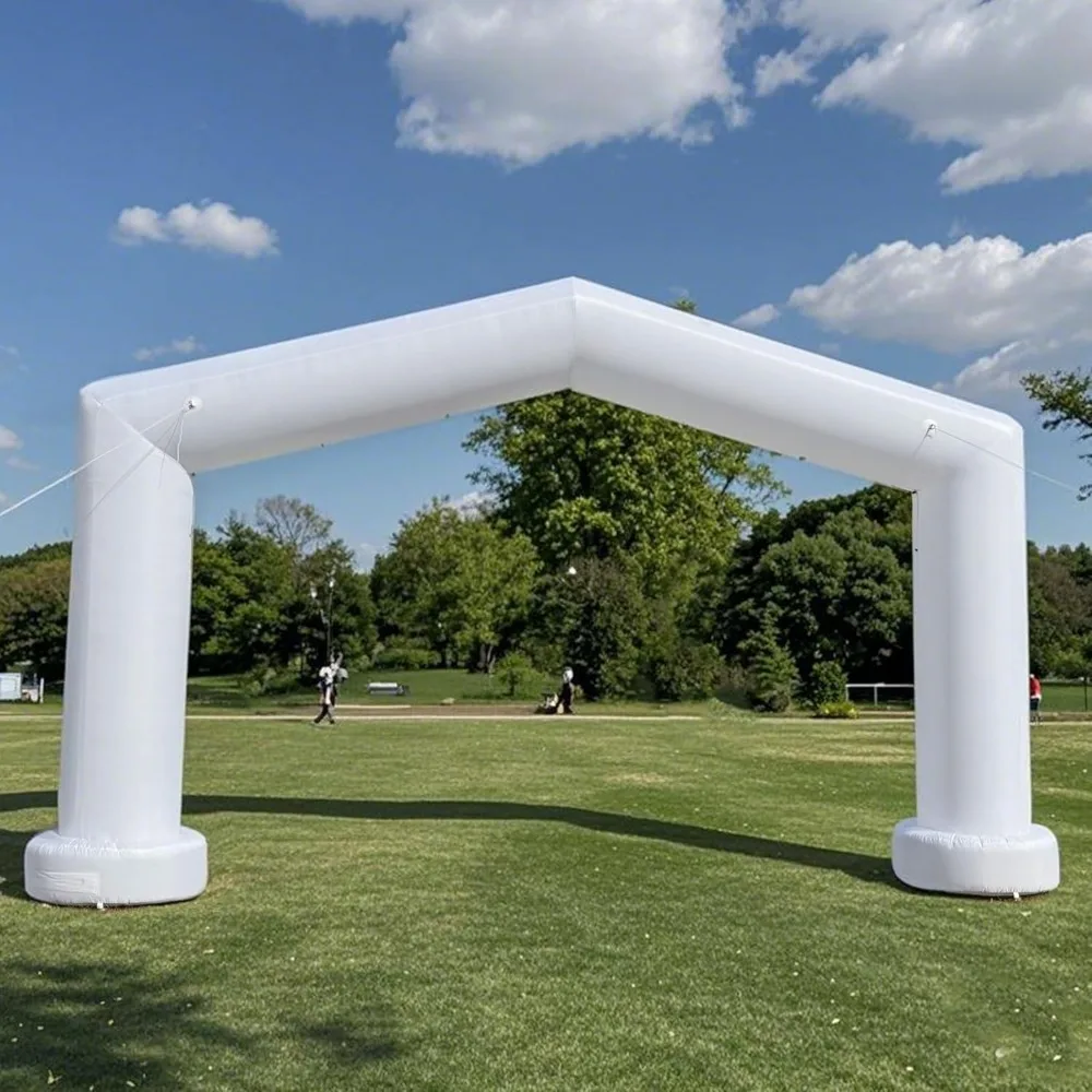 20Ft Gable Inflatable Arch with Built-in Blower - White, Archway Recommended for Races, Marathons, Organized Events, Carnivals,