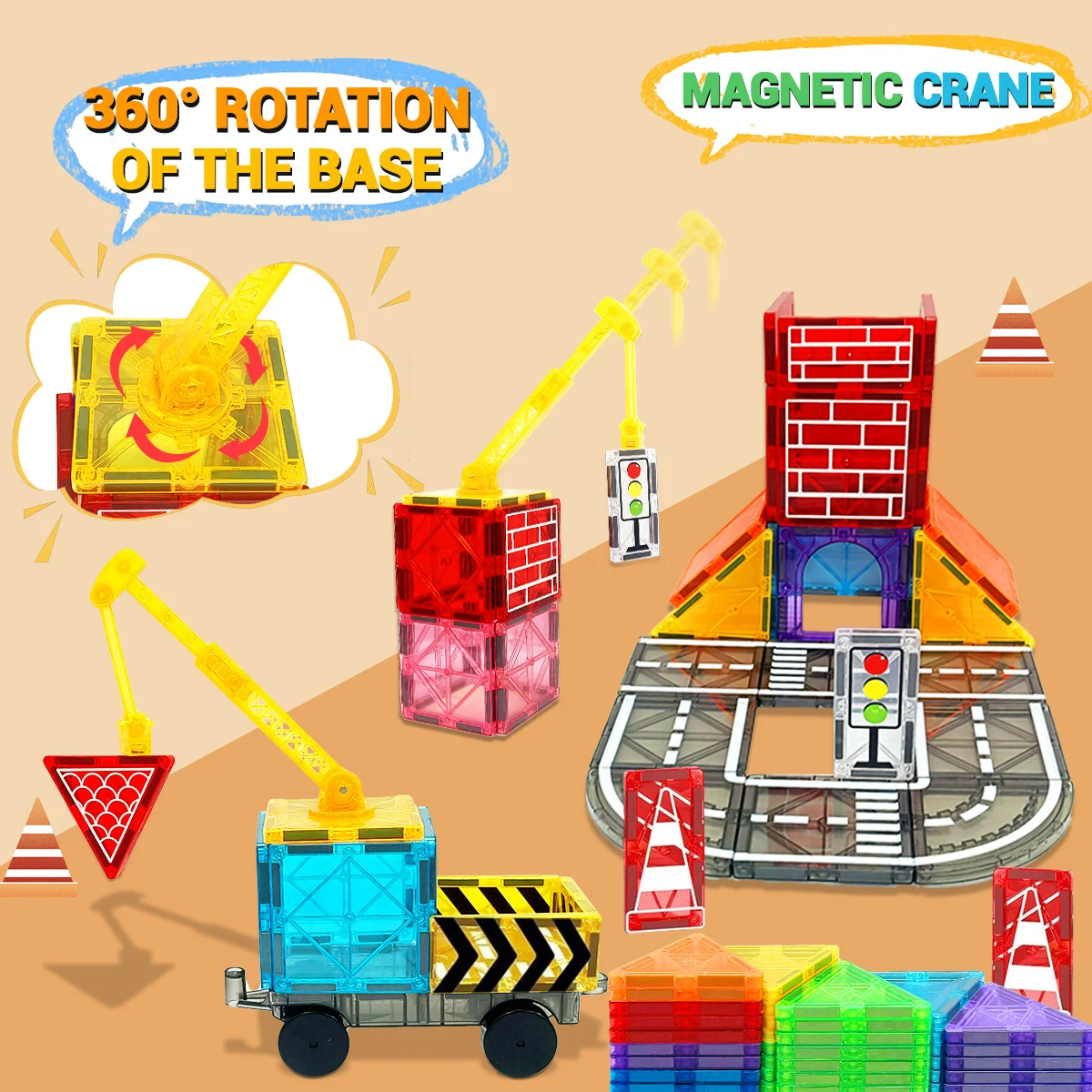 Magnetic building blocks magnetic assembly toy magnetic building blocks set car assembly toys magnetic Montessori educational game toys kids boys girls gifts
