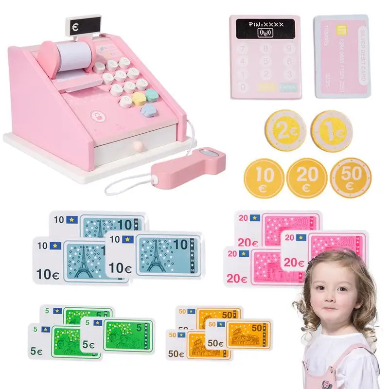 

Wooden Cash Register For Kids Kids Cash Register Pretend Play Money Counting Toys Cash Register Play Money Strong Cashier Toy