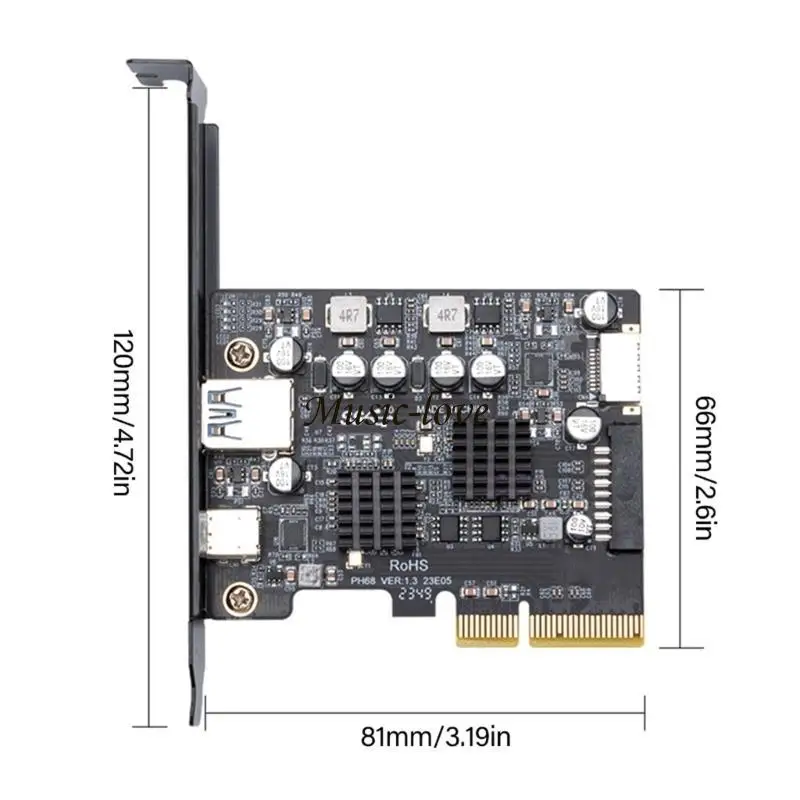 내부 외부 USB 3.2 확장 카드 커넥터 PCIE 4X USB 3.2 10Gbps 203A
