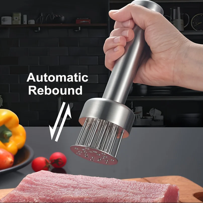 Stainless Steel Meat Tenderizer-Sharp Needles for Steak, Chicken, Pork, and Fish.