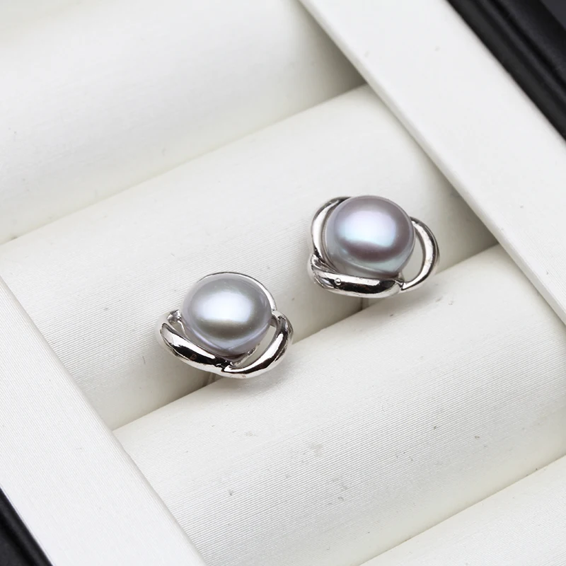 Real Classic White Natural Freshwater Small Pearl Earrings For Women,Cute 925 Silver Stud Earrings Thanksgiving Gift