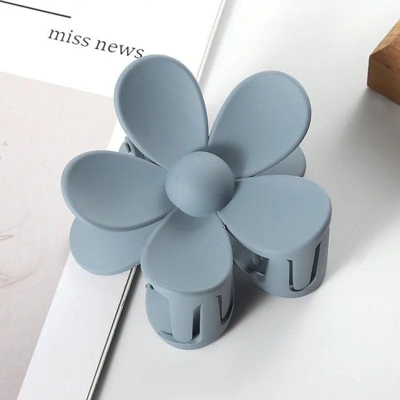 Große modische Blumen-Sculpt-Haarklammern, bunter Pferdeschwanz, Haarschmuck, matte Krallenklammern für Frauen oder Mädchen – Detail 8